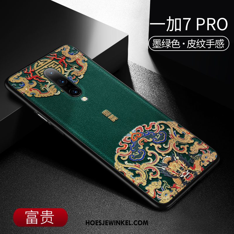 Oneplus 7 Pro Hoesje Mobiele Telefoon Chinese Stijl Blauw, Oneplus 7 Pro Hoesje Hoes Bescherming