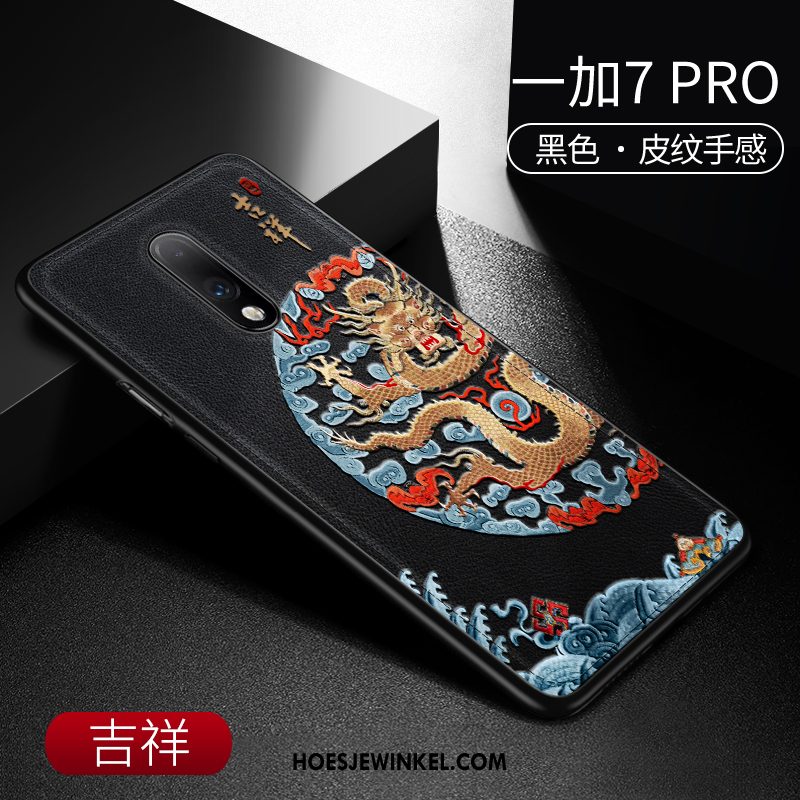 Oneplus 7 Pro Hoesje Mobiele Telefoon Chinese Stijl Blauw, Oneplus 7 Pro Hoesje Hoes Bescherming