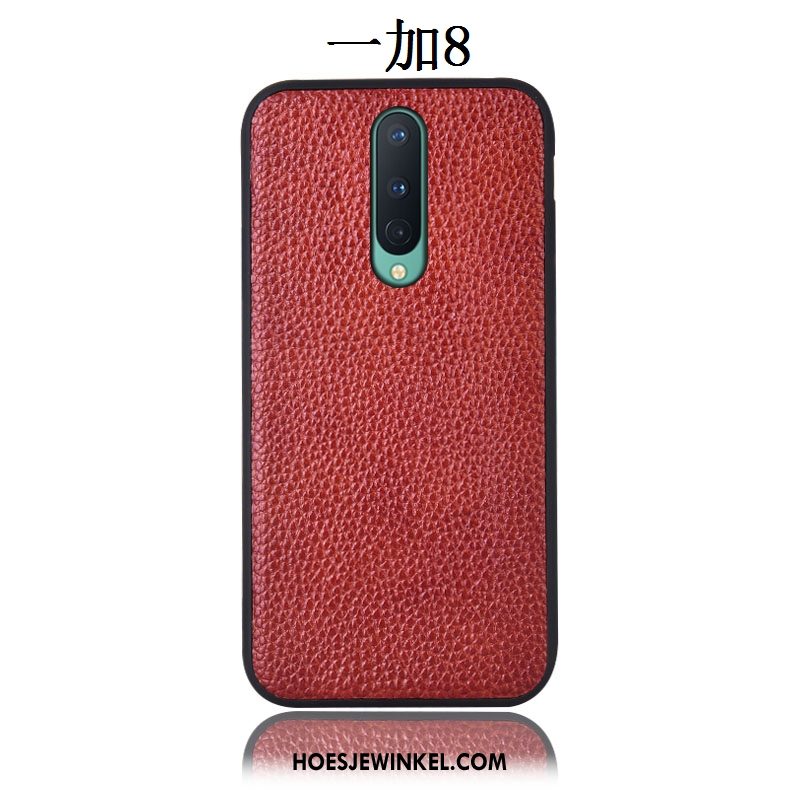 Oneplus 8 Hoesje All Inclusive Anti-fall Leren Etui, Oneplus 8 Hoesje Rood Mobiele Telefoon