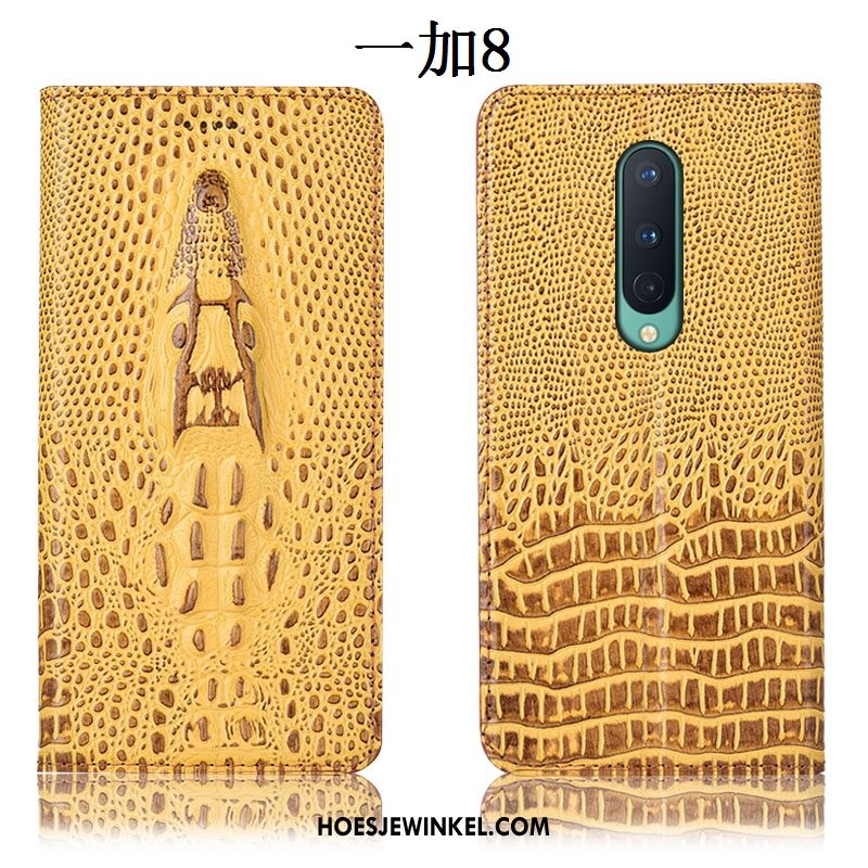 Oneplus 8 Hoesje Anti-fall Hoes Folio, Oneplus 8 Hoesje Leren Etui Krokodil