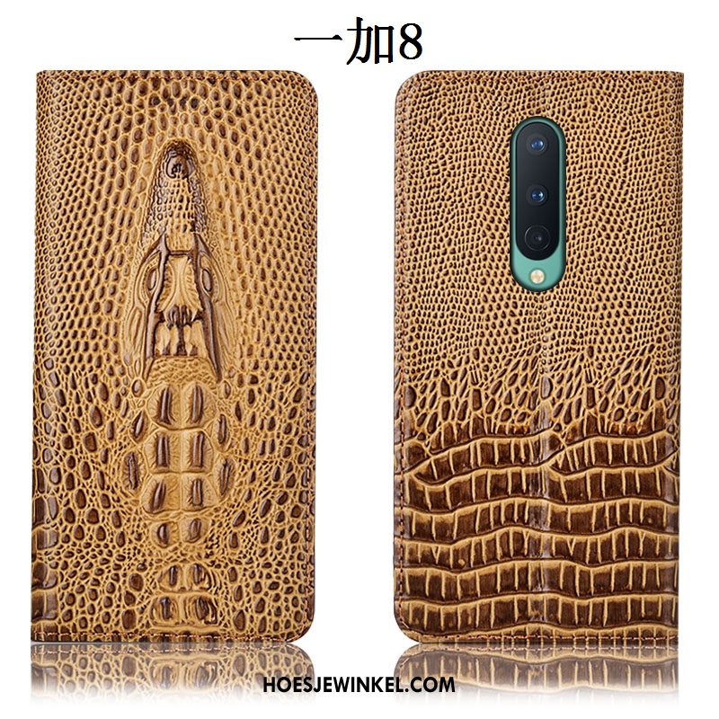 Oneplus 8 Hoesje Anti-fall Hoes Folio, Oneplus 8 Hoesje Leren Etui Krokodil