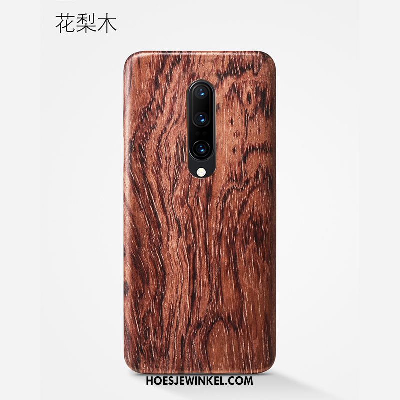 Oneplus 8 Hoesje Hout Schrobben Mobiele Telefoon, Oneplus 8 Hoesje Zwart Anti-fall