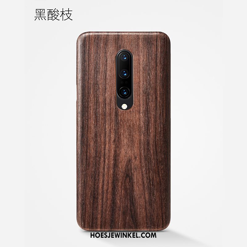 Oneplus 8 Hoesje Hout Schrobben Mobiele Telefoon, Oneplus 8 Hoesje Zwart Anti-fall