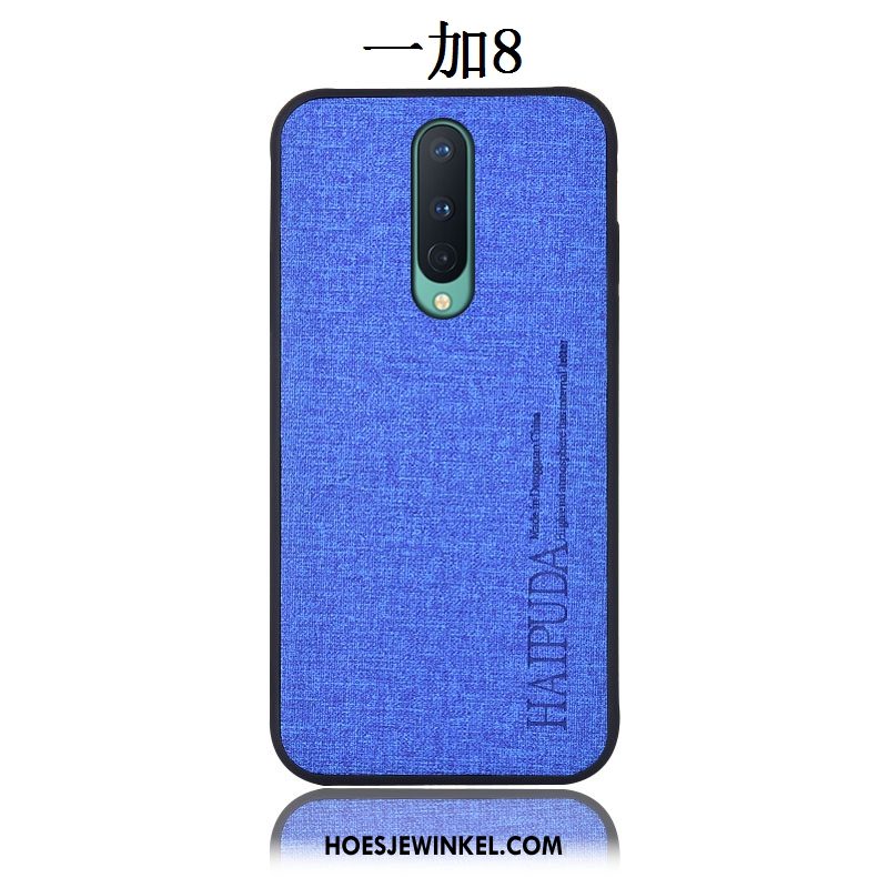 Oneplus 8 Hoesje Katoen En Linnen Leren Etui Hoes, Oneplus 8 Hoesje Bescherming Mobiele Telefoon