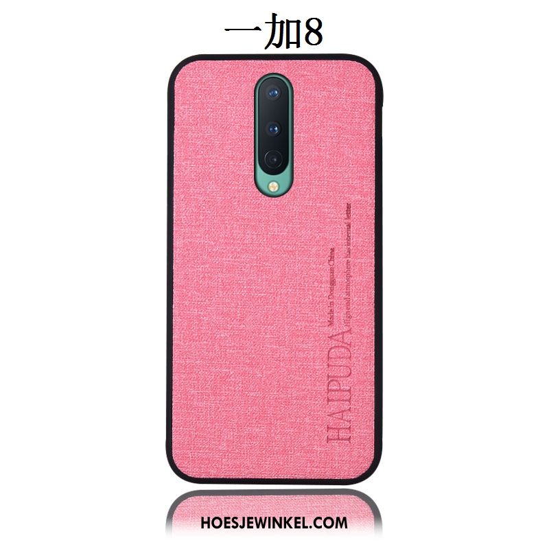 Oneplus 8 Hoesje Katoen En Linnen Leren Etui Hoes, Oneplus 8 Hoesje Bescherming Mobiele Telefoon