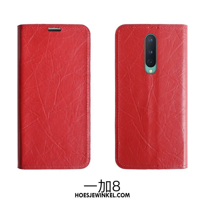 Oneplus 8 Hoesje Mobiele Telefoon Folio Bescherming, Oneplus 8 Hoesje Anti-fall Rood