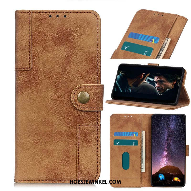 Oneplus 8 Pro Hoesje Vintage Portemonnee Mobiele Telefoon, Oneplus 8 Pro Hoesje Folio Leren Etui Braun