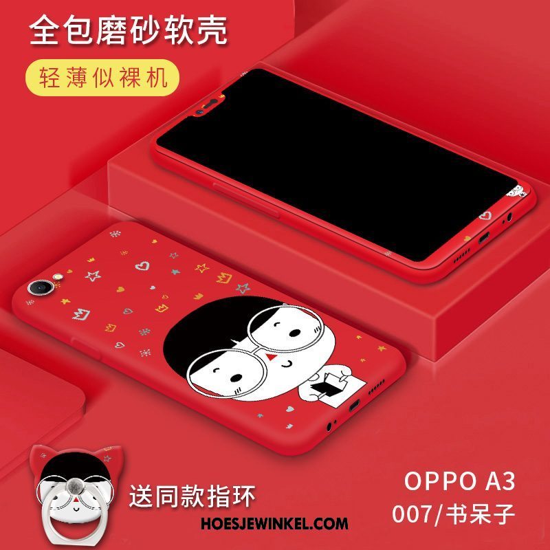 Oppo A3 Hoesje Dun Spotprent Scheppend, Oppo A3 Hoesje Geschilderd Zwart