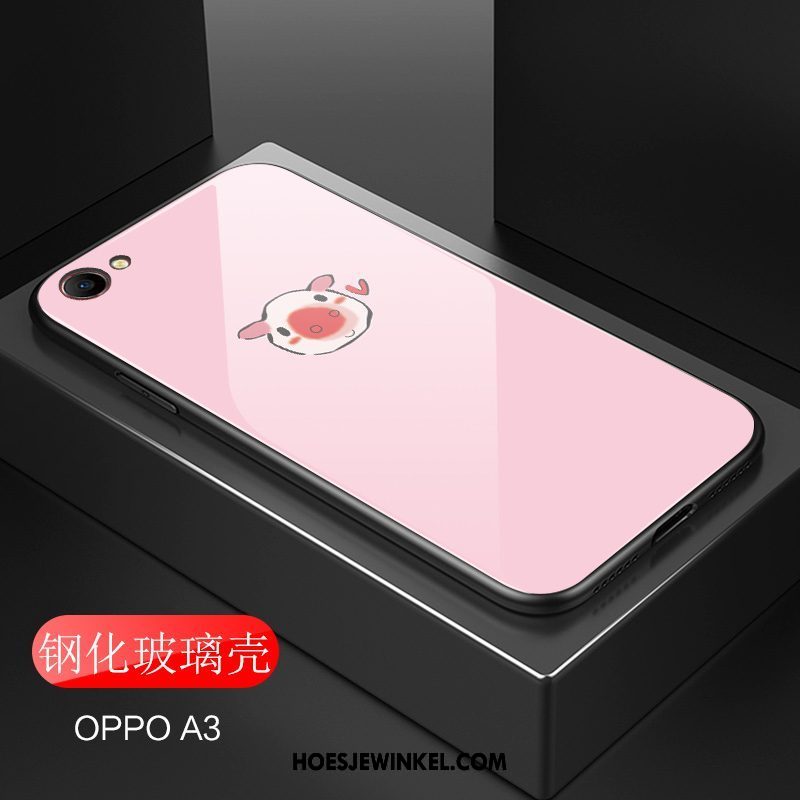 Oppo A3 Hoesje Eenvoudige Mooie Rood, Oppo A3 Hoesje Roze Scheppend