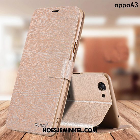 Oppo A3 Hoesje Schrobben Leren Etui Zacht, Oppo A3 Hoesje Trend Mobiele Telefoon Braun