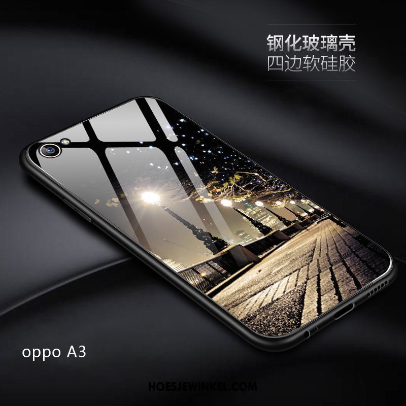 Oppo A3 Hoesje Zacht Gehard Glas Anti-fall, Oppo A3 Hoesje Mobiele Telefoon Net Red