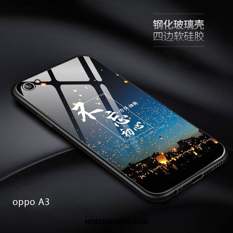 Oppo A3 Hoesje Zacht Gehard Glas Anti-fall, Oppo A3 Hoesje Mobiele Telefoon Net Red