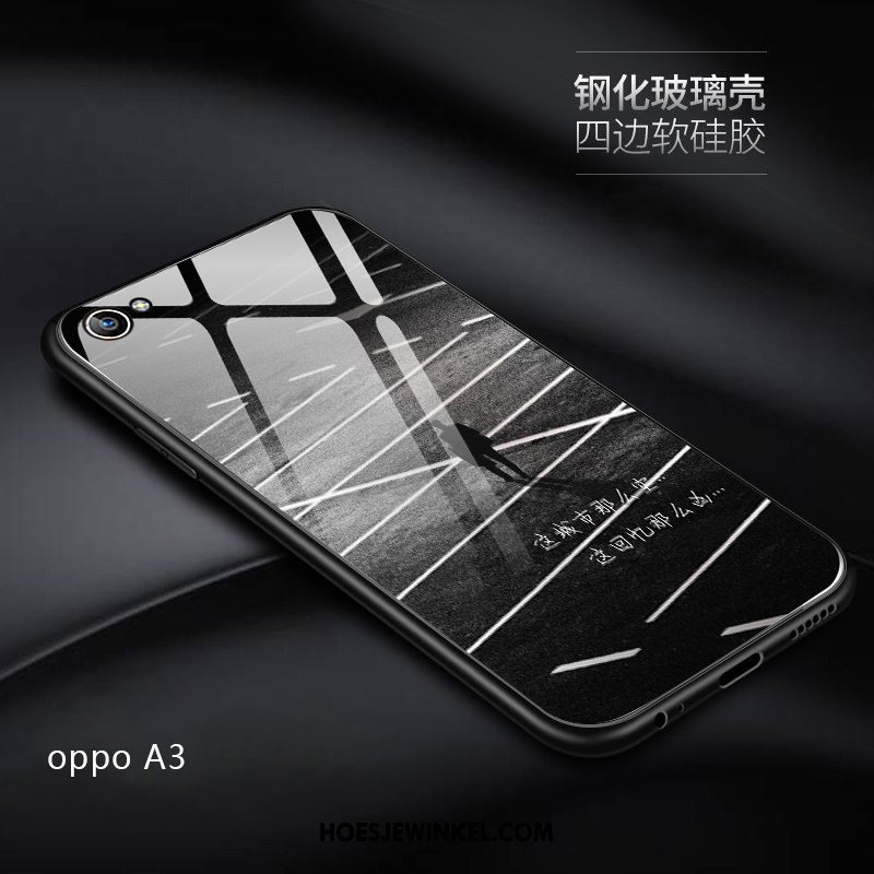 Oppo A3 Hoesje Zacht Gehard Glas Anti-fall, Oppo A3 Hoesje Mobiele Telefoon Net Red