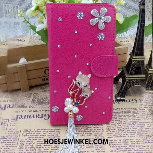 Oppo A31 Hoesje Folio Zwart Leren Etui, Oppo A31 Hoesje Met Strass Mobiele Telefoon