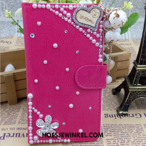 Oppo A31 Hoesje Folio Zwart Leren Etui, Oppo A31 Hoesje Met Strass Mobiele Telefoon