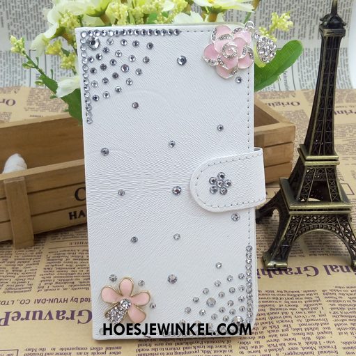 Oppo A31 Hoesje Folio Zwart Leren Etui, Oppo A31 Hoesje Met Strass Mobiele Telefoon