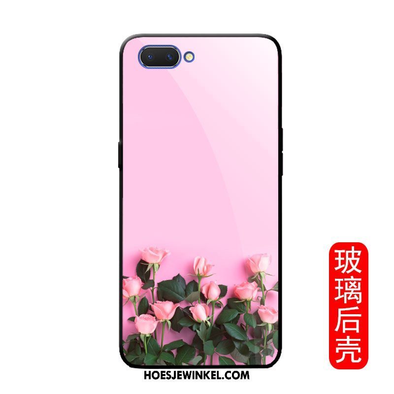 Oppo A3s Hoesje Bloemen Roze Mode, Oppo A3s Hoesje Scheppend Anti-fall