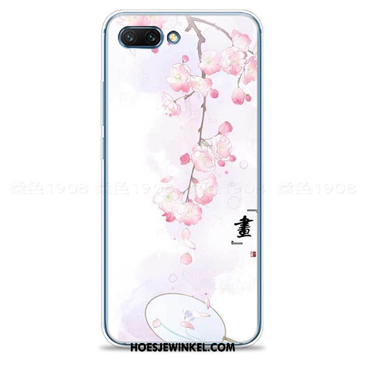 Oppo A3s Hoesje Chinese Stijl Inkt Schilderij Roze, Oppo A3s Hoesje Siliconen Mobiele Telefoon