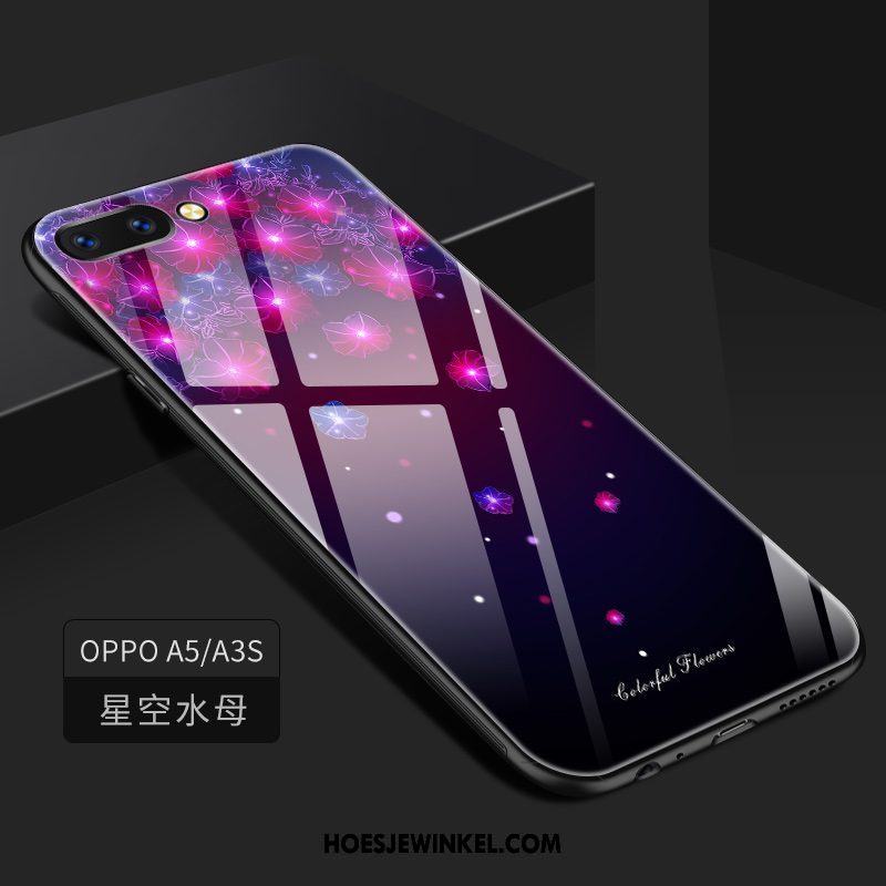 Oppo A3s Hoesje Hoes Glas Anti-fall, Oppo A3s Hoesje Donkerblauw Mobiele Telefoon