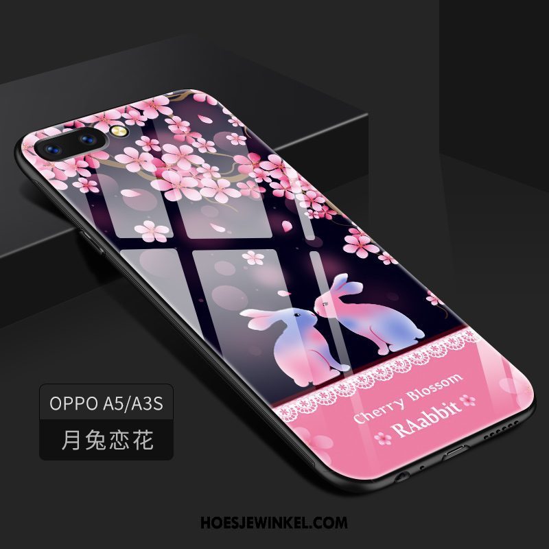 Oppo A3s Hoesje Hoes Glas Anti-fall, Oppo A3s Hoesje Donkerblauw Mobiele Telefoon