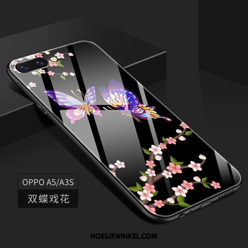 Oppo A3s Hoesje Hoes Glas Anti-fall, Oppo A3s Hoesje Donkerblauw Mobiele Telefoon