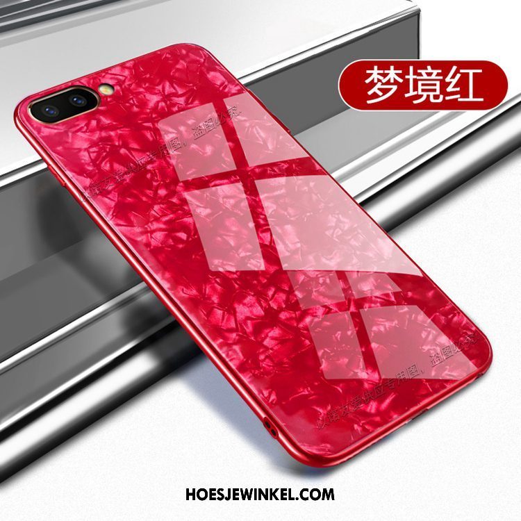 Oppo A3s Hoesje Hoes Zacht Net Red, Oppo A3s Hoesje Glas Roze