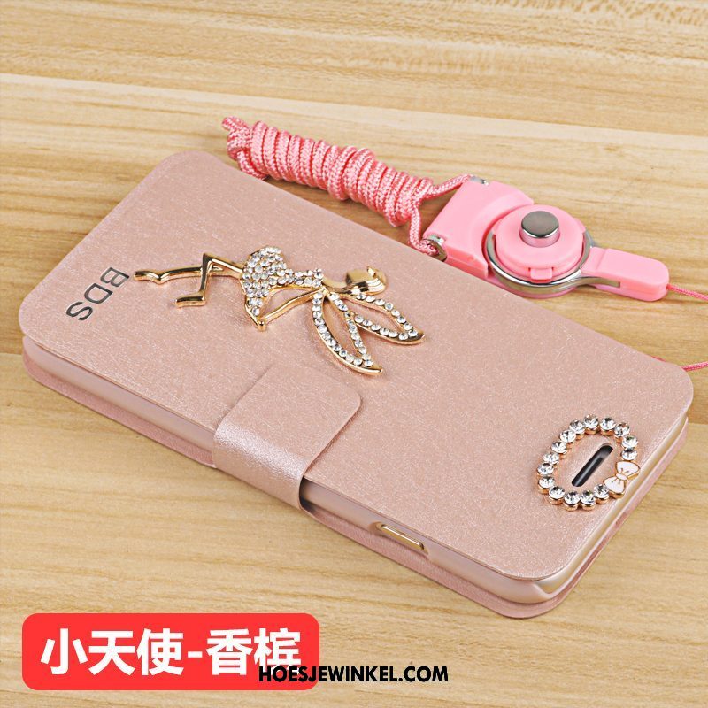 Oppo A3s Hoesje Mobiele Telefoon Rood Ondersteuning, Oppo A3s Hoesje Leren Etui Bescherming