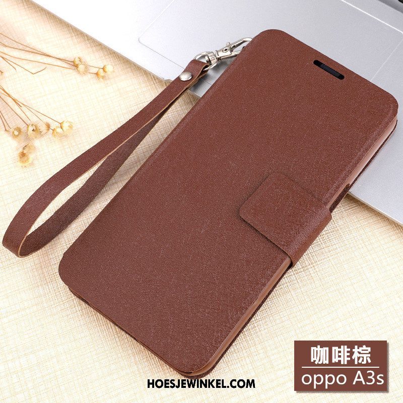 Oppo A3s Hoesje Nieuw Leren Etui Hanger, Oppo A3s Hoesje Clamshell Anti-fall