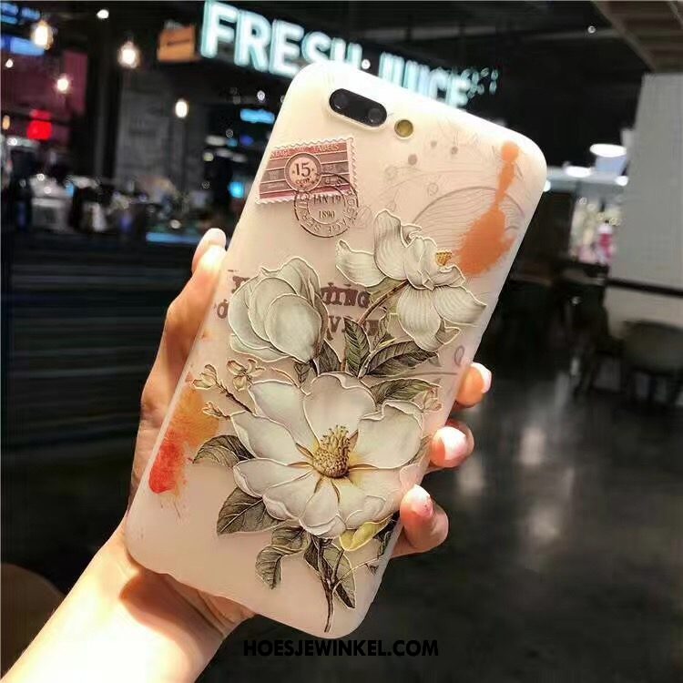 Oppo A3s Hoesje Zacht Roze All Inclusive, Oppo A3s Hoesje Reliëf Bloemen