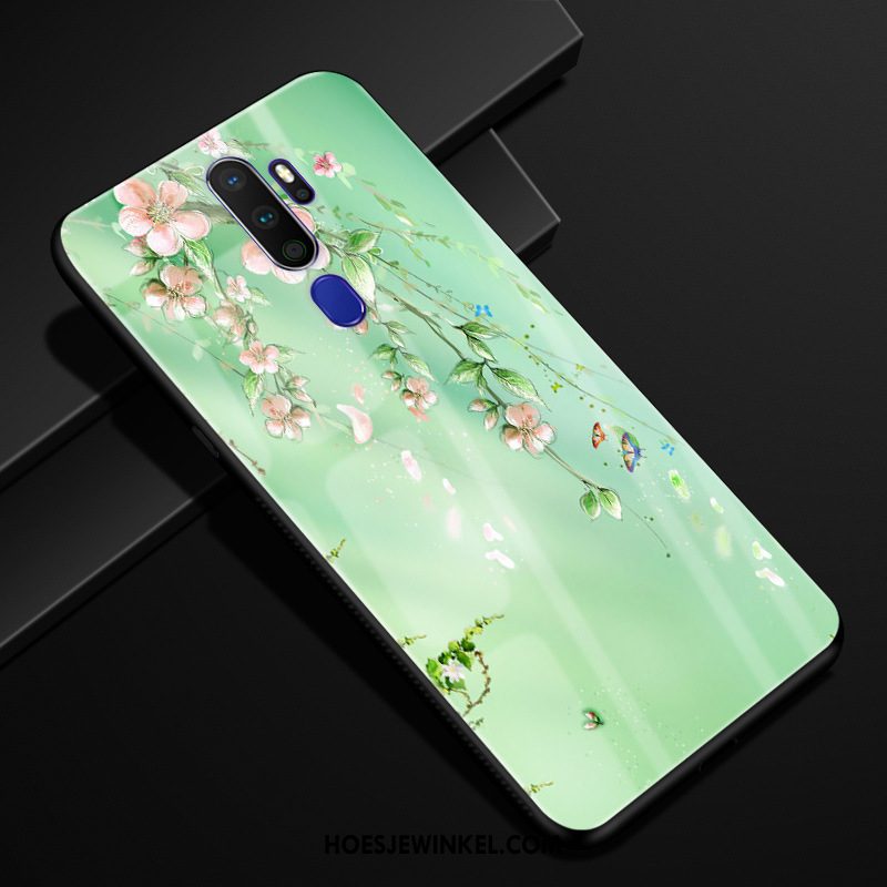 Oppo A5 2020 Hoesje Mobiele Telefoon Anti-fall Bloemen, Oppo A5 2020 Hoesje Glas Pas