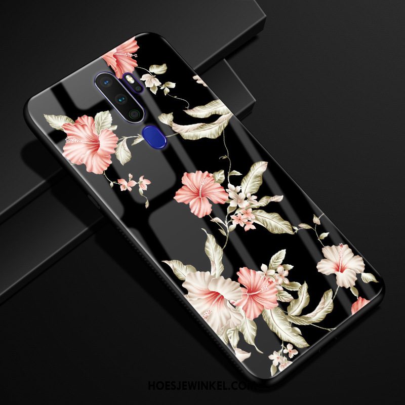 Oppo A5 2020 Hoesje Mobiele Telefoon Anti-fall Bloemen, Oppo A5 2020 Hoesje Glas Pas