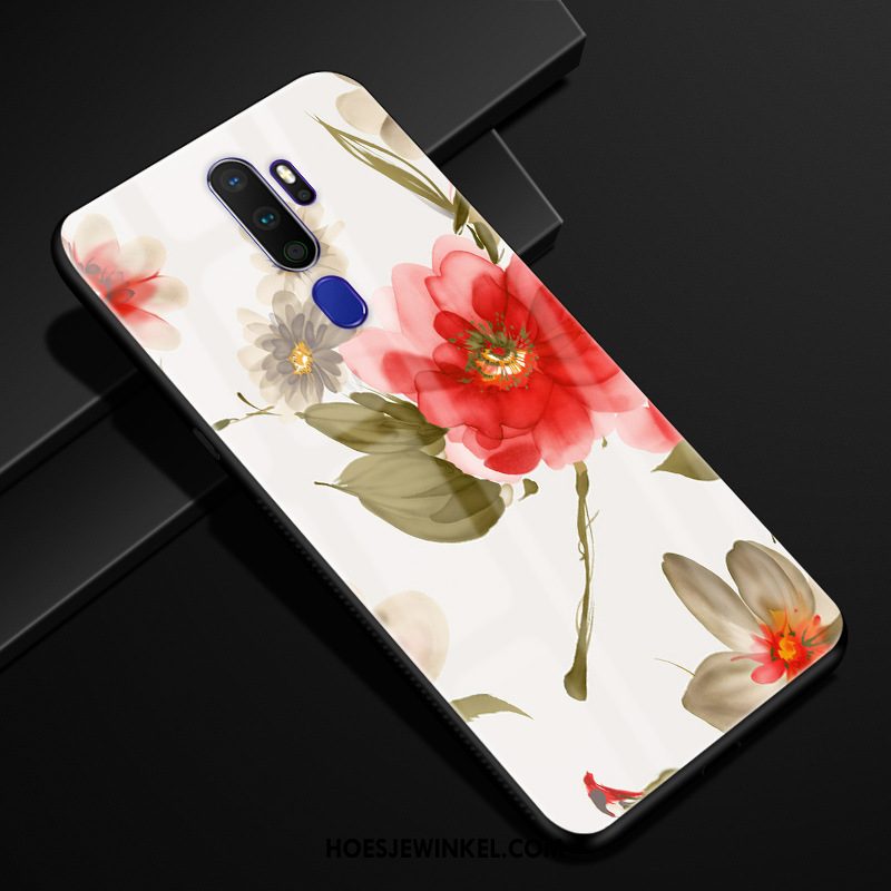 Oppo A5 2020 Hoesje Mobiele Telefoon Anti-fall Bloemen, Oppo A5 2020 Hoesje Glas Pas