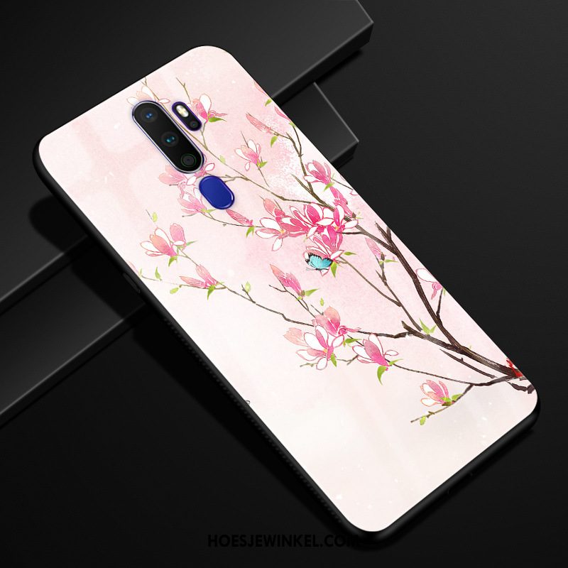 Oppo A5 2020 Hoesje Mobiele Telefoon Anti-fall Bloemen, Oppo A5 2020 Hoesje Glas Pas