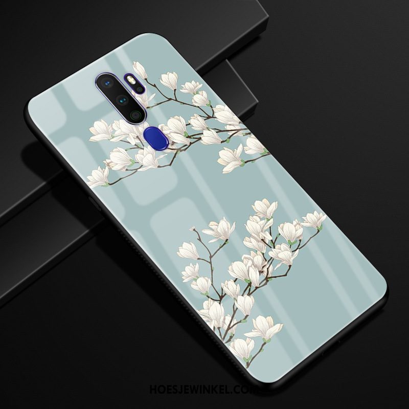 Oppo A5 2020 Hoesje Mobiele Telefoon Anti-fall Bloemen, Oppo A5 2020 Hoesje Glas Pas