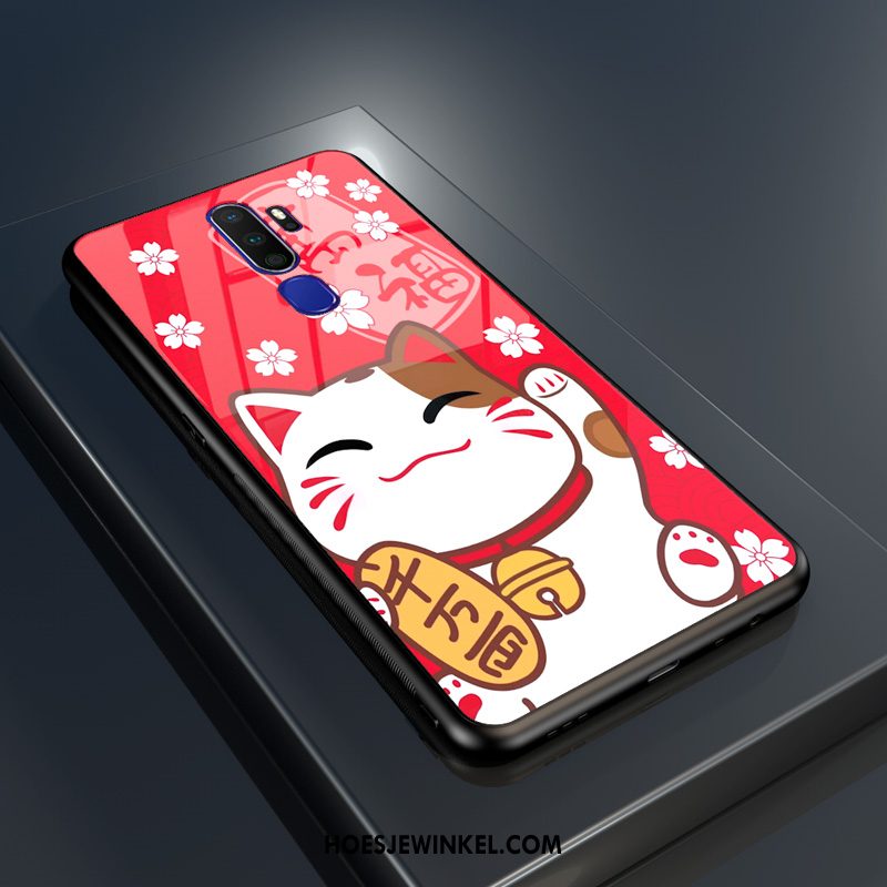 Oppo A5 2020 Hoesje Tempereren Glas Pas, Oppo A5 2020 Hoesje Patroon Lovers