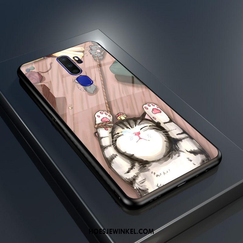 Oppo A5 2020 Hoesje Tempereren Glas Pas, Oppo A5 2020 Hoesje Patroon Lovers