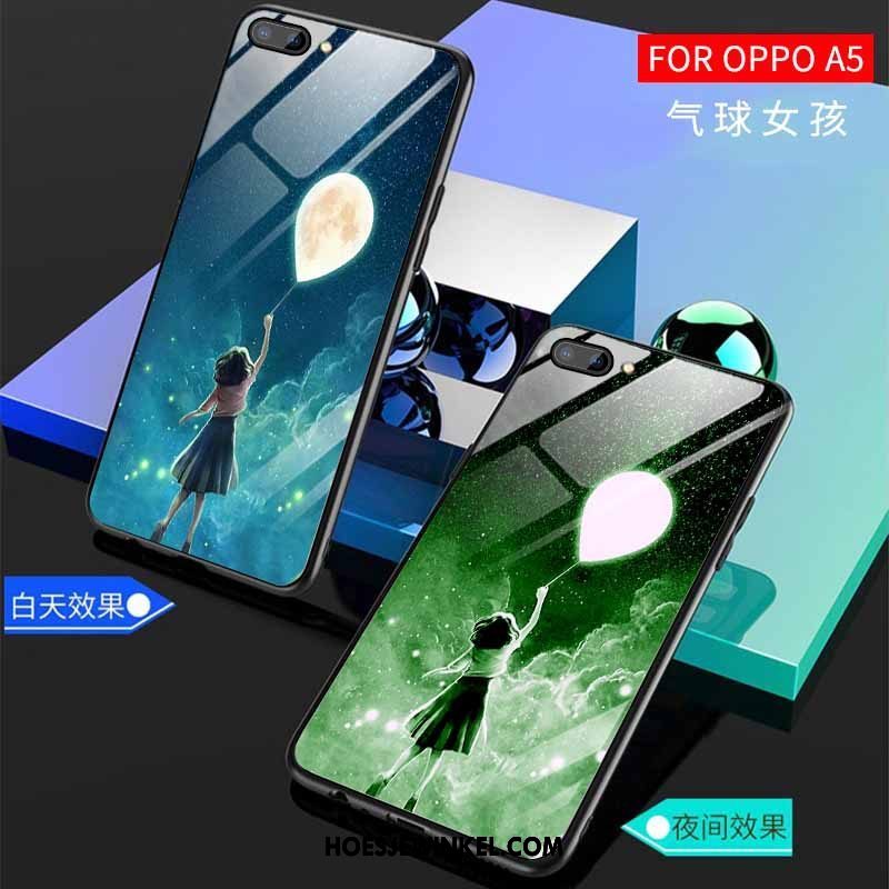 Oppo A5 Hoesje Glas Nieuw Hoes, Oppo A5 Hoesje All Inclusive Groen