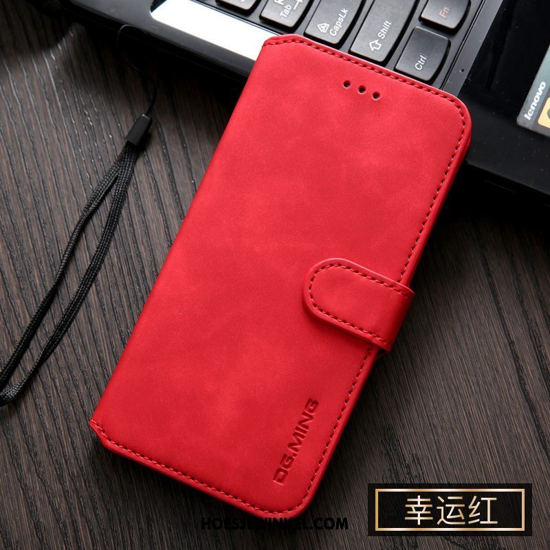 Oppo A5 Hoesje Hoes Mobiele Telefoon Bescherming, Oppo A5 Hoesje Rood Leren Etui