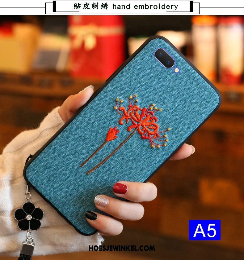 Oppo A5 Hoesje Hoes Zwart Chinese Stijl, Oppo A5 Hoesje Zacht All Inclusive