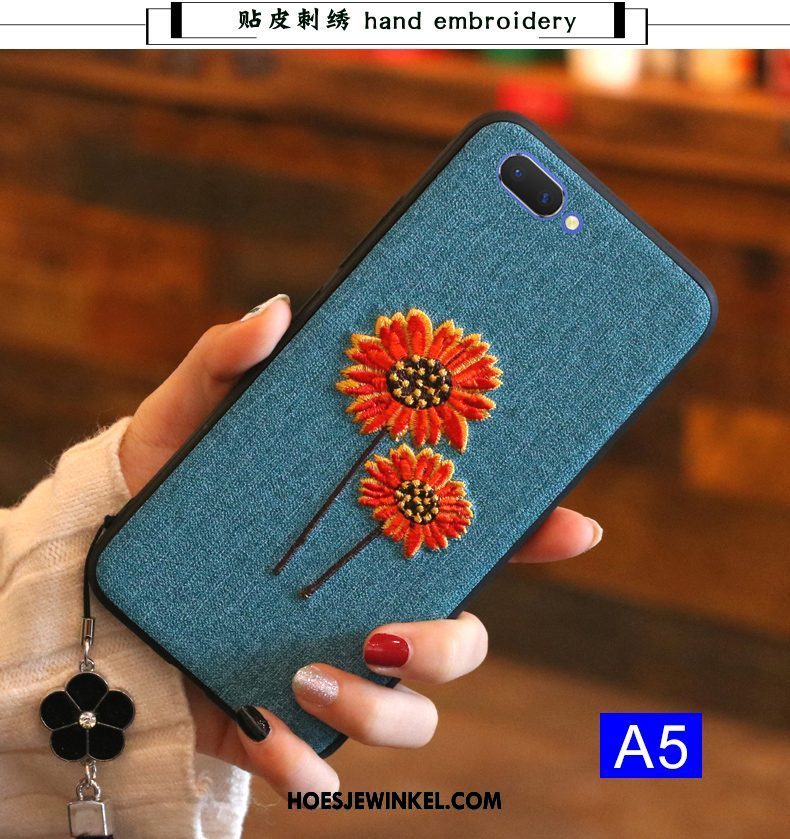 Oppo A5 Hoesje Hoes Zwart Chinese Stijl, Oppo A5 Hoesje Zacht All Inclusive