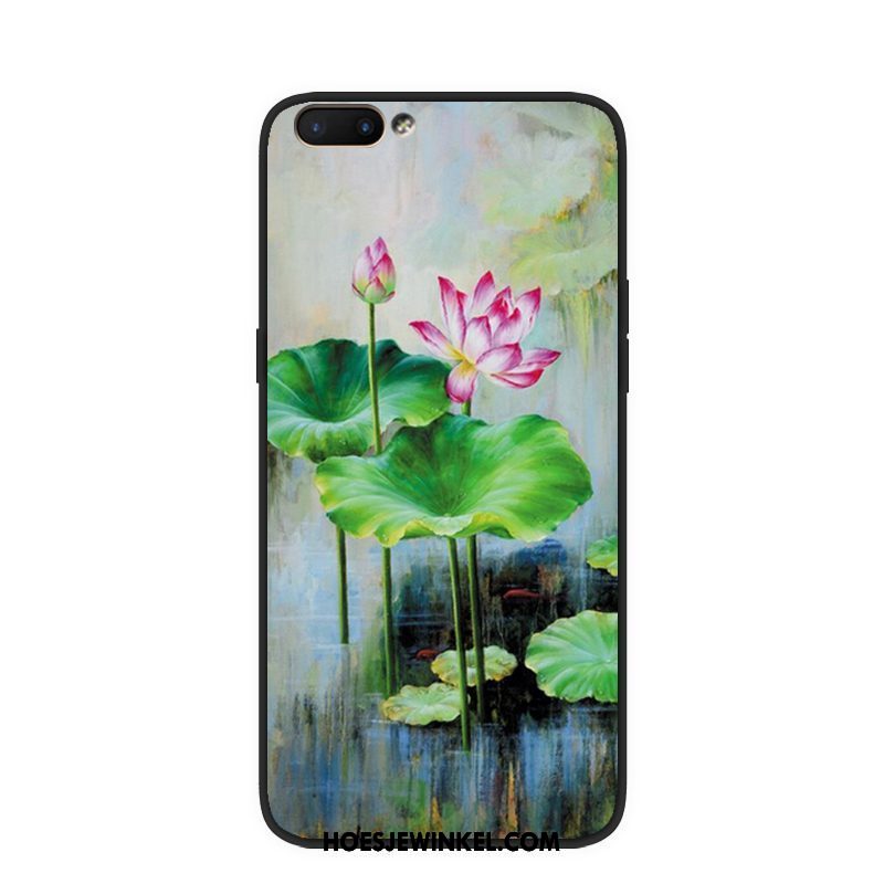 Oppo A5 Hoesje Kunst Groen Bloemen, Oppo A5 Hoesje Siliconen Plant