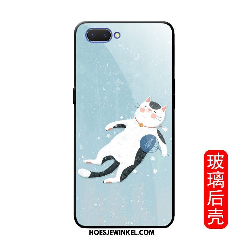 Oppo A5 Hoesje Mooie Rood Kat, Oppo A5 Hoesje Siliconen Glas