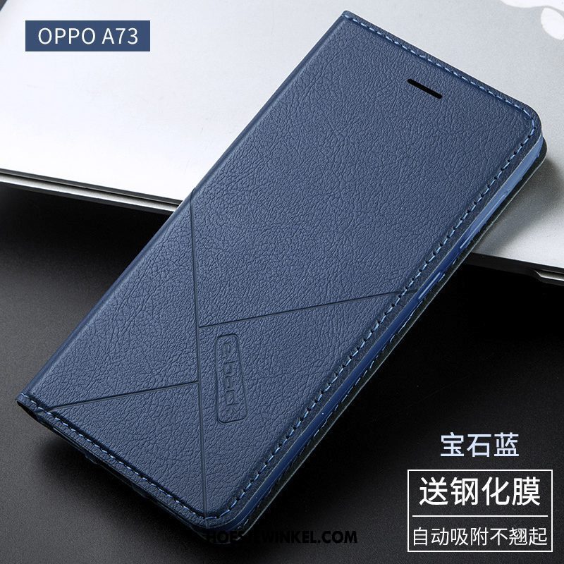 Oppo A73 Hoesje Folio Anti-fall Hoes, Oppo A73 Hoesje Leren Etui Goud