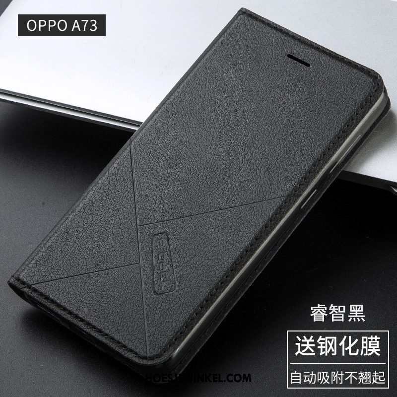 Oppo A73 Hoesje Folio Anti-fall Hoes, Oppo A73 Hoesje Leren Etui Goud