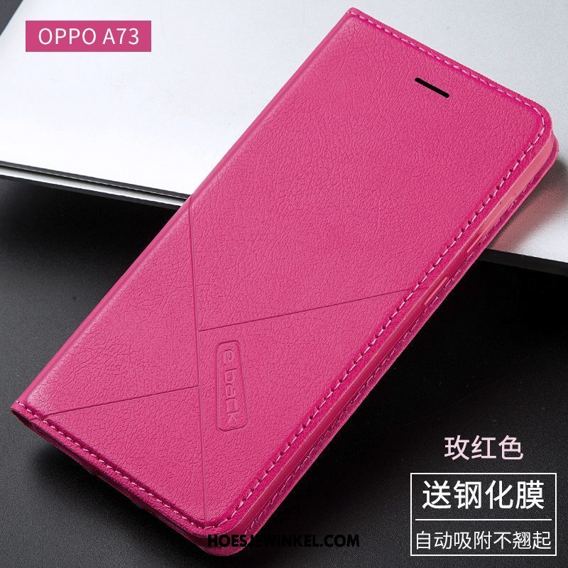 Oppo A73 Hoesje Folio Anti-fall Hoes, Oppo A73 Hoesje Leren Etui Goud