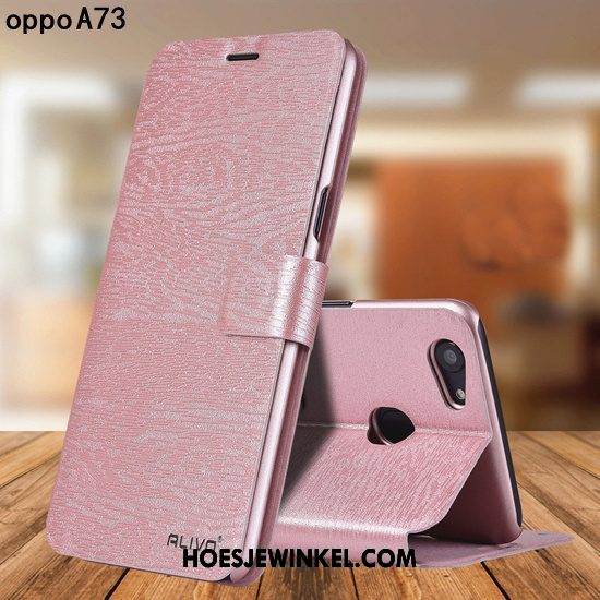 Oppo A73 Hoesje Goud Persoonlijk Bescherming, Oppo A73 Hoesje Leren Etui All Inclusive