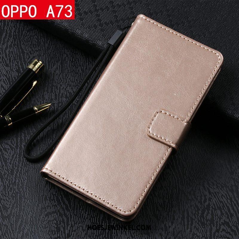 Oppo A73 Hoesje Leren Etui Mobiele Telefoon Folio, Oppo A73 Hoesje Anti-fall Bescherming Braun