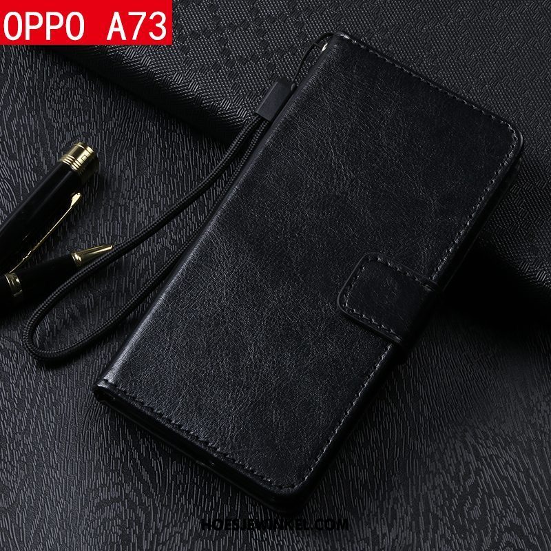 Oppo A73 Hoesje Leren Etui Mobiele Telefoon Folio, Oppo A73 Hoesje Anti-fall Bescherming Braun