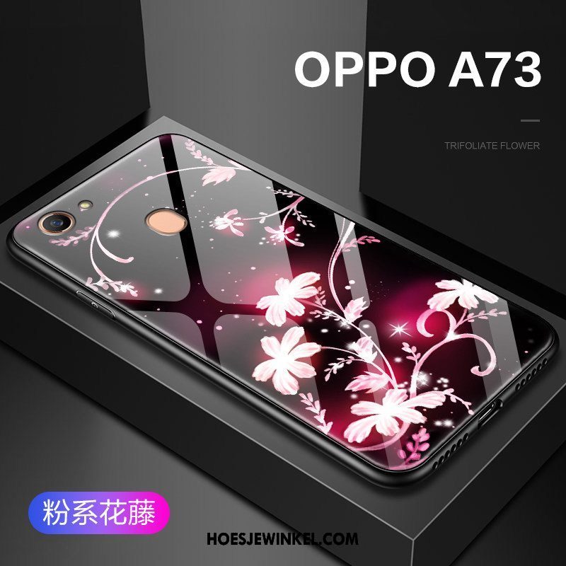 Oppo A73 Hoesje Mobiele Telefoon Hoes Blauw, Oppo A73 Hoesje Glas Hard