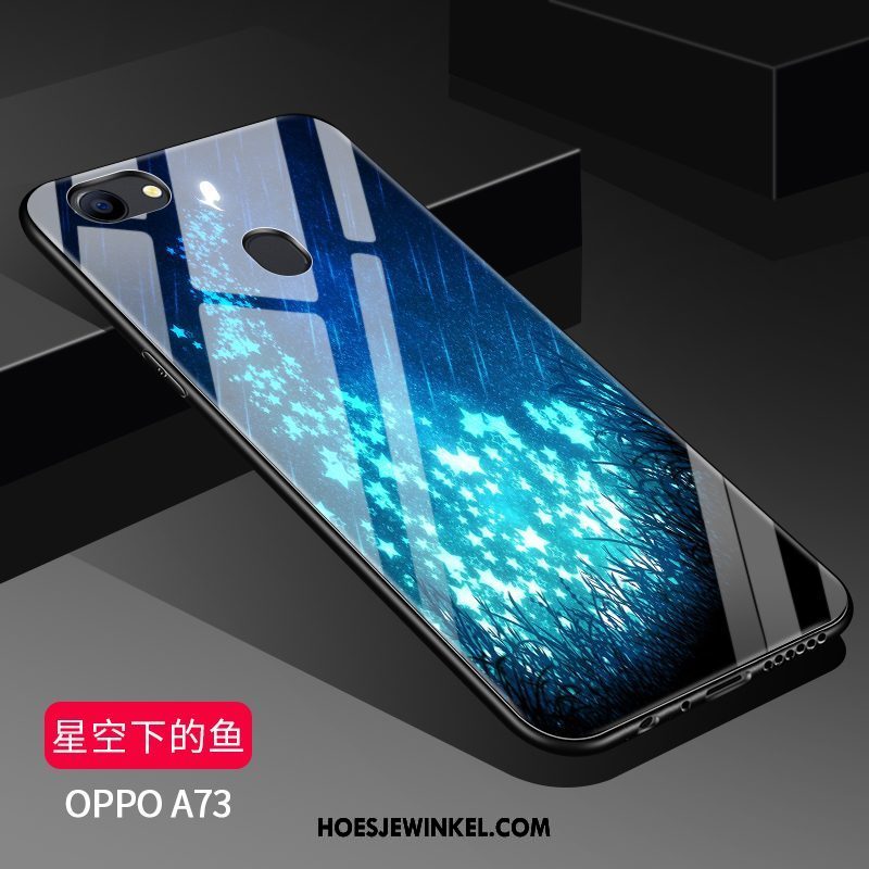 Oppo A73 Hoesje Spotprent Schrobben Bescherming, Oppo A73 Hoesje Glas Zacht